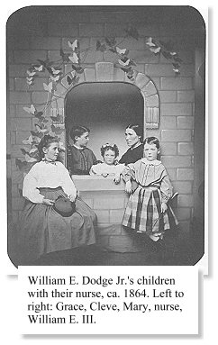 William E. Dodge Jr.'s children with their nurse, ca. 1864. Left to right: Grace, Cleve, Mary, nurse, William E. III.